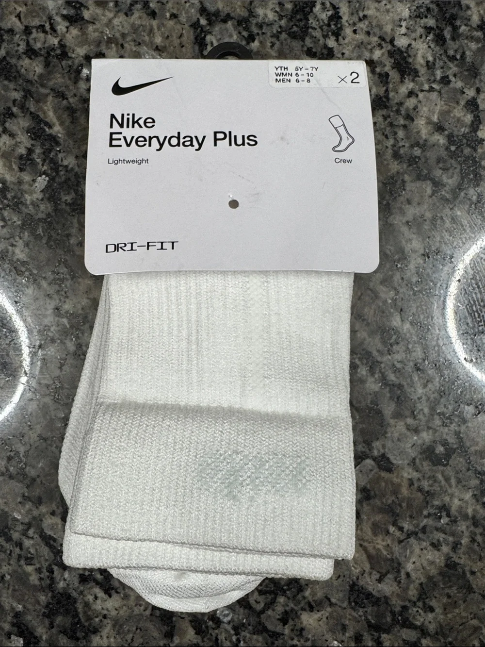 Nike Everyday Plus Crew Socks - White (2 Pack)